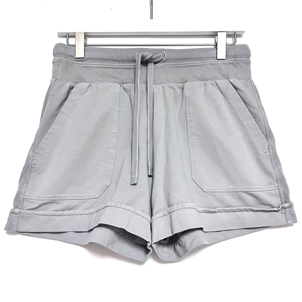 Zella Organic Cotton Shorts Cuffed Hem Drawstring XS Athleisure Granola Girl Gym - Picture 2 of 15
